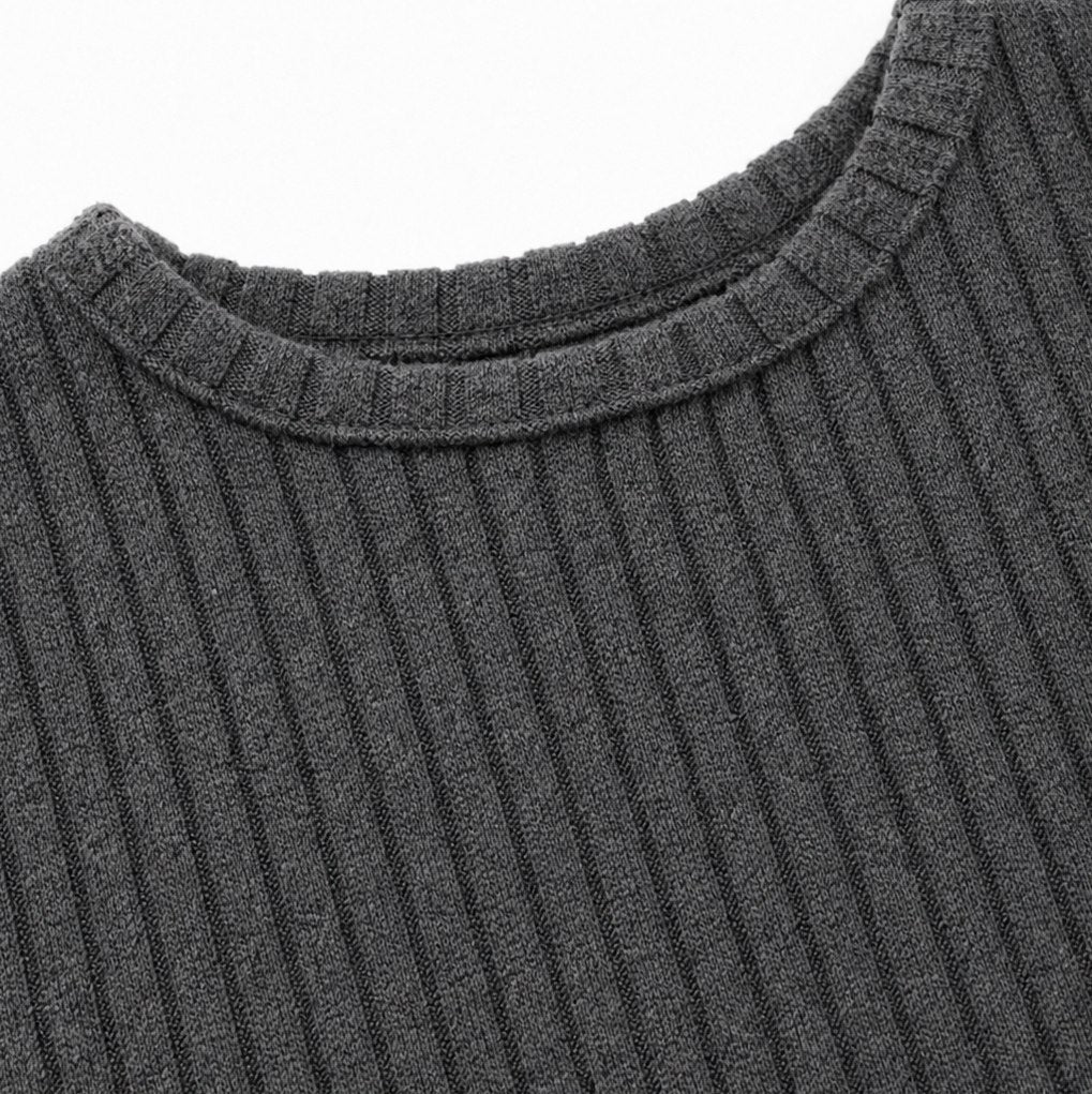 Ribbed Long Sleeve Babydoll Sweater Dress