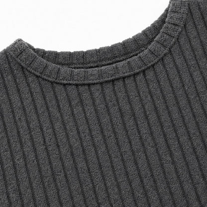 Ribbed Long Sleeve Babydoll Sweater Dress