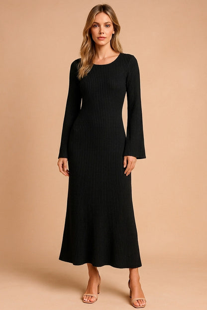 Ribbed Long Sleeve Sweater Dress