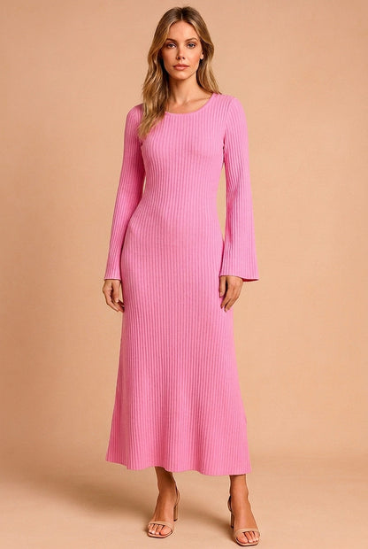 Ribbed Long Sleeve Sweater Dress