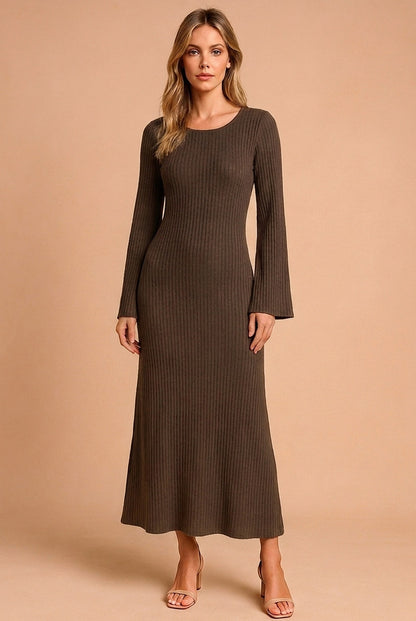Ribbed Long Sleeve Sweater Dress