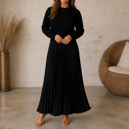 Ribbed Long Sleeve Sweater Maxi Skirt Set
