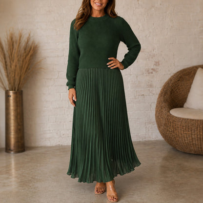 Ribbed Long Sleeve Sweater Maxi Skirt Set