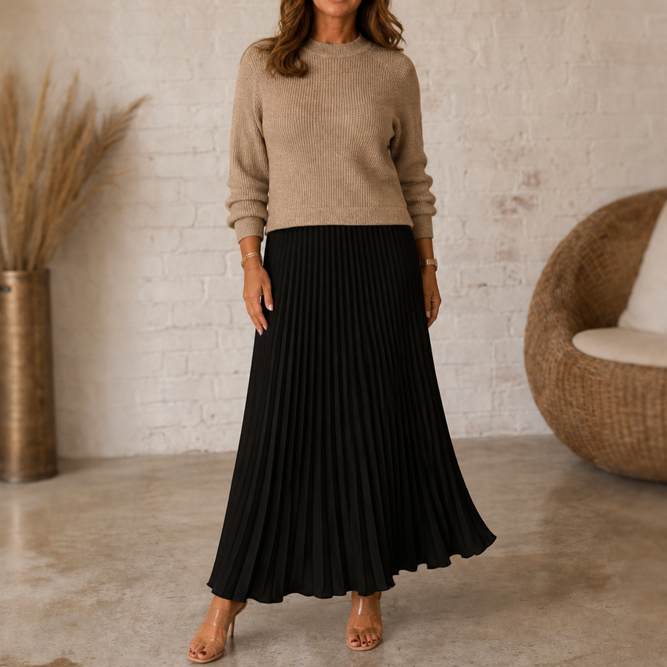 Ribbed Long Sleeve Sweater Maxi Skirt Set