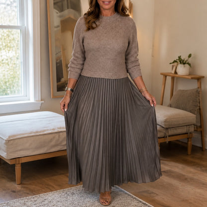 Ribbed Long Sleeve Sweater Maxi Skirt Set