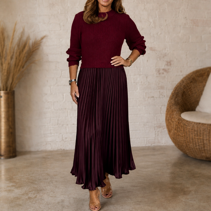 Ribbed Long Sleeve Sweater Maxi Skirt Set