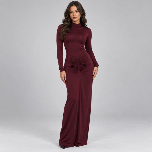 Ruched Long Sleeve Maxi Dress