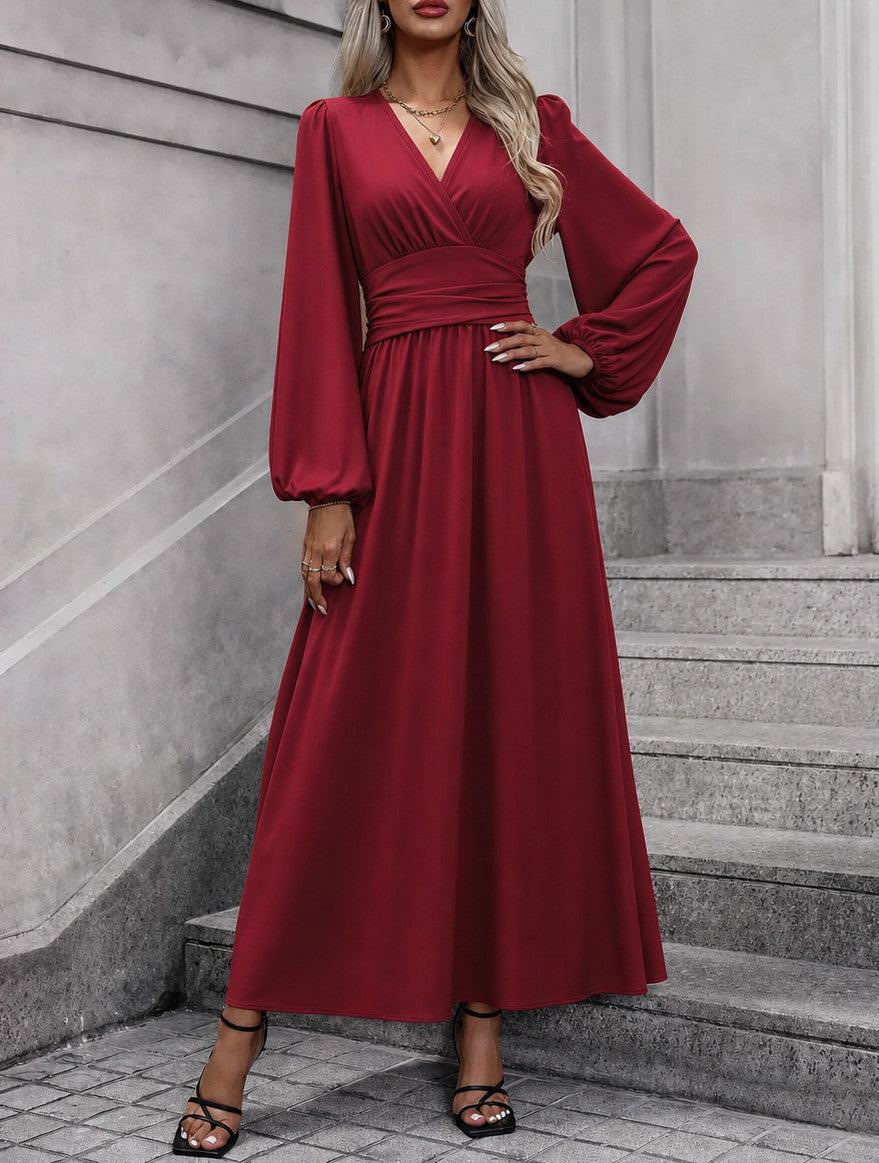 Ruched Long Sleeve Maxi Dress