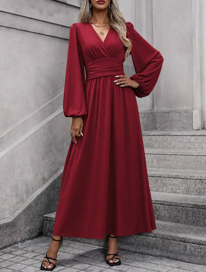 Ruched Long Sleeve Maxi Dress