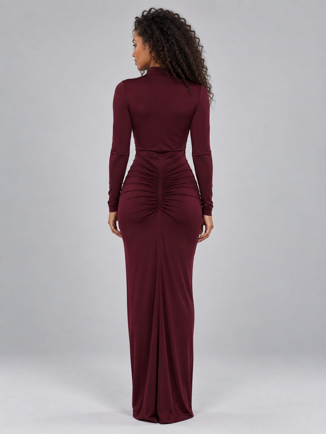 Ruched Long Sleeve Maxi Dress