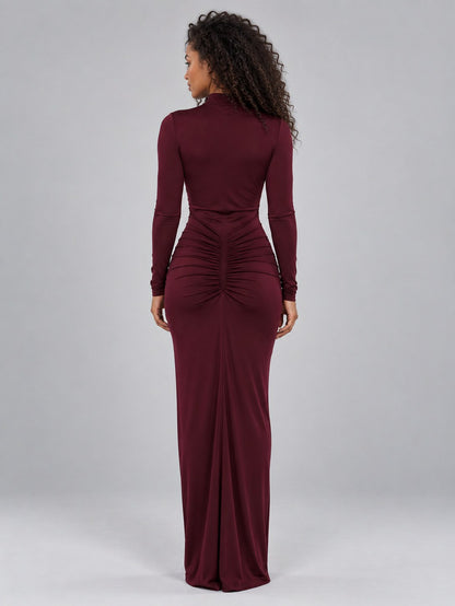 Ruched Long Sleeve Maxi Dress