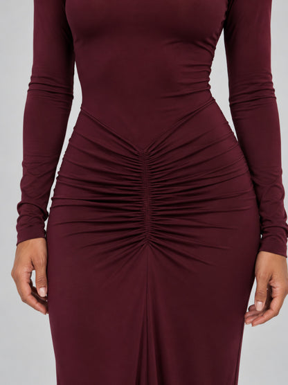Ruched Long Sleeve Maxi Dress