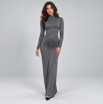 Ruched Long Sleeve Maxi Dress