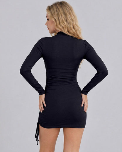 Ruched Long Sleeve Mini Dress