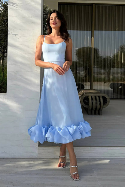 Ruffle Hem Scoop Midi Dress