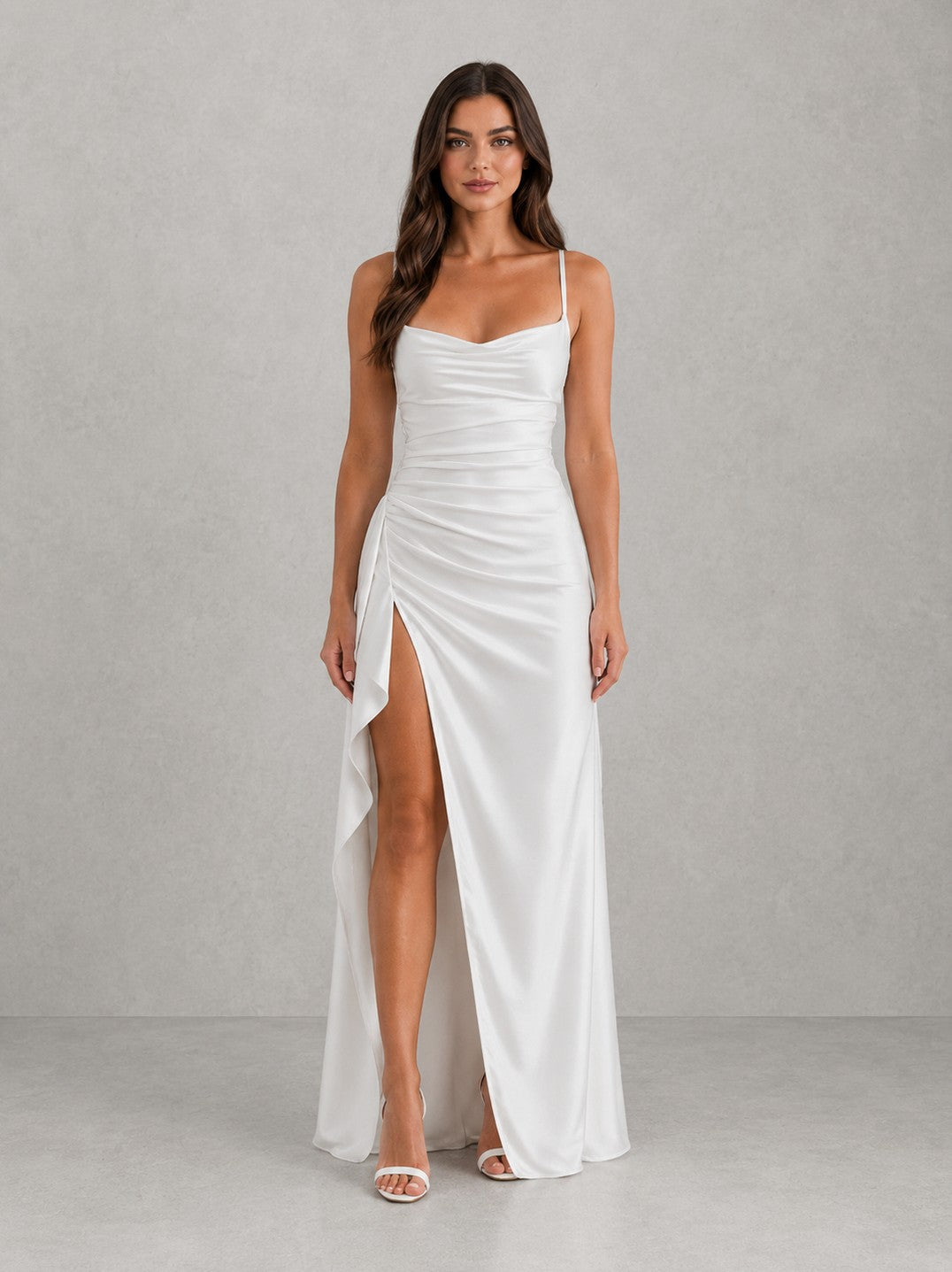 Satin Cowl Neck Maxi Dress