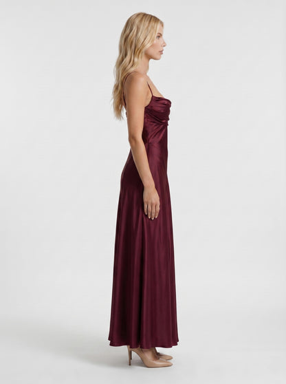 Satin Cowl Neck Maxi Dress