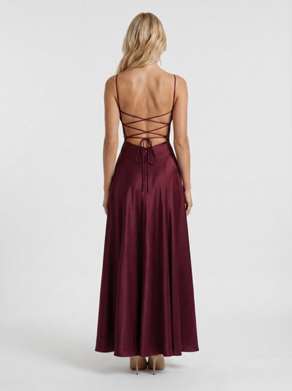 Satin Cowl Neck Maxi Dress