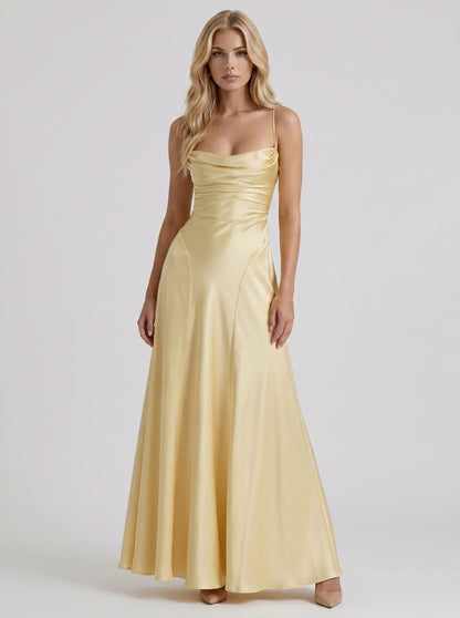 Satin Cowl Neck Maxi Dress