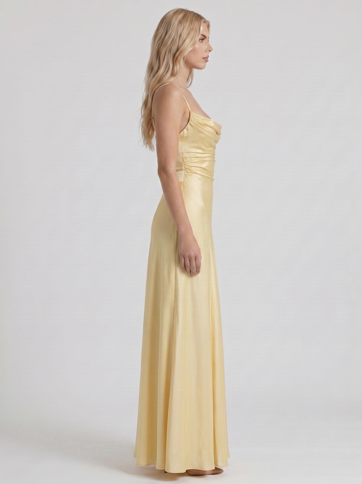 Satin Cowl Neck Maxi Dress
