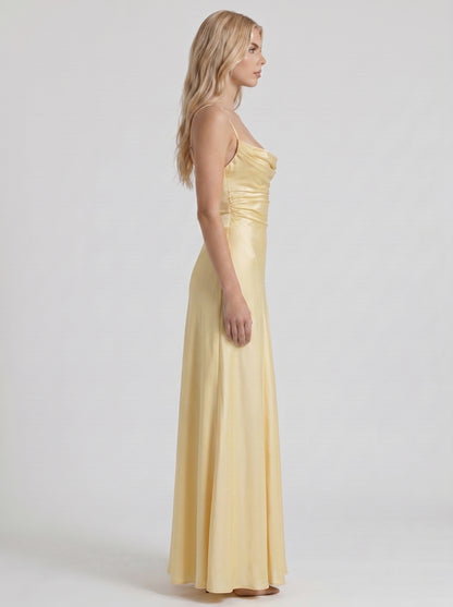 Satin Cowl Neck Maxi Dress