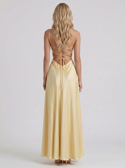 Satin Cowl Neck Maxi Dress