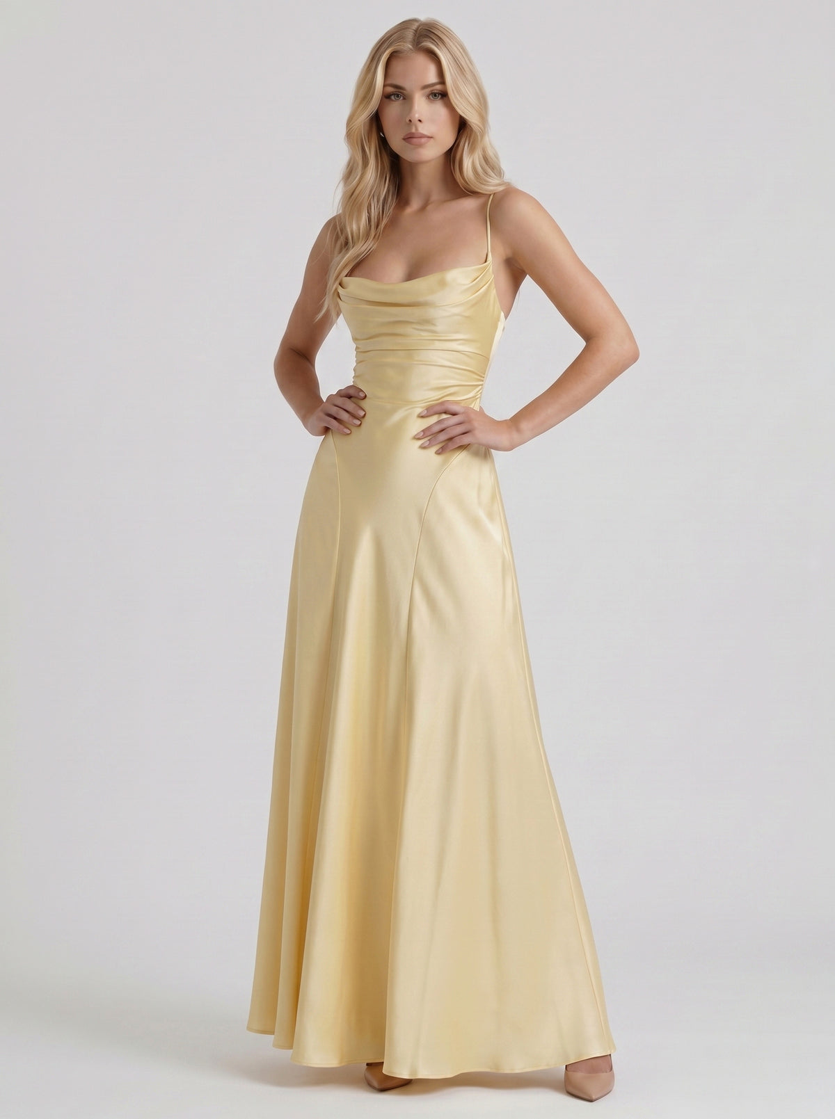 Satin Cowl Neck Maxi Dress