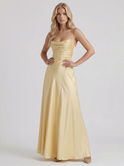 Satin Cowl Neck Maxi Dress