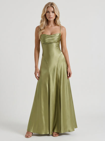 Satin Cowl Neck Maxi Dress