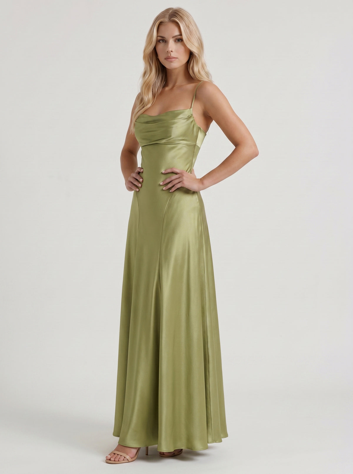 Satin Cowl Neck Maxi Dress
