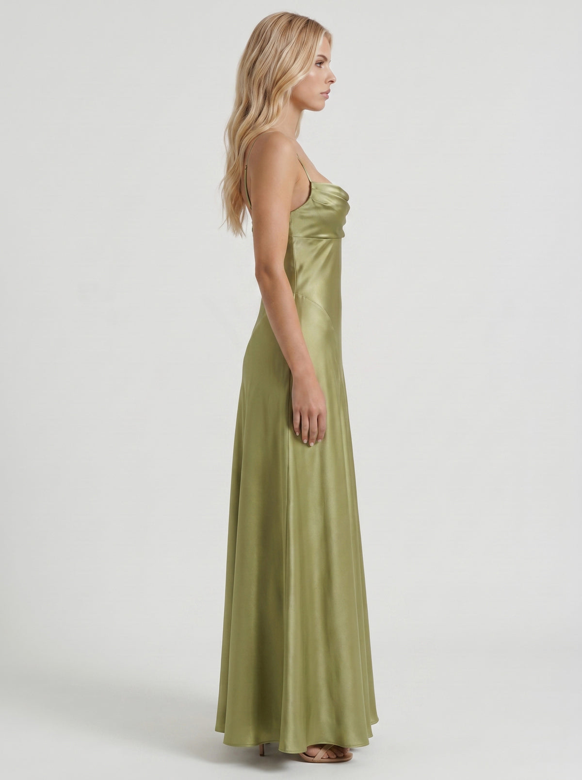 Satin Cowl Neck Maxi Dress