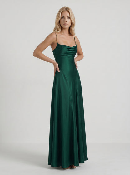 Satin Cowl Neck Maxi Dress