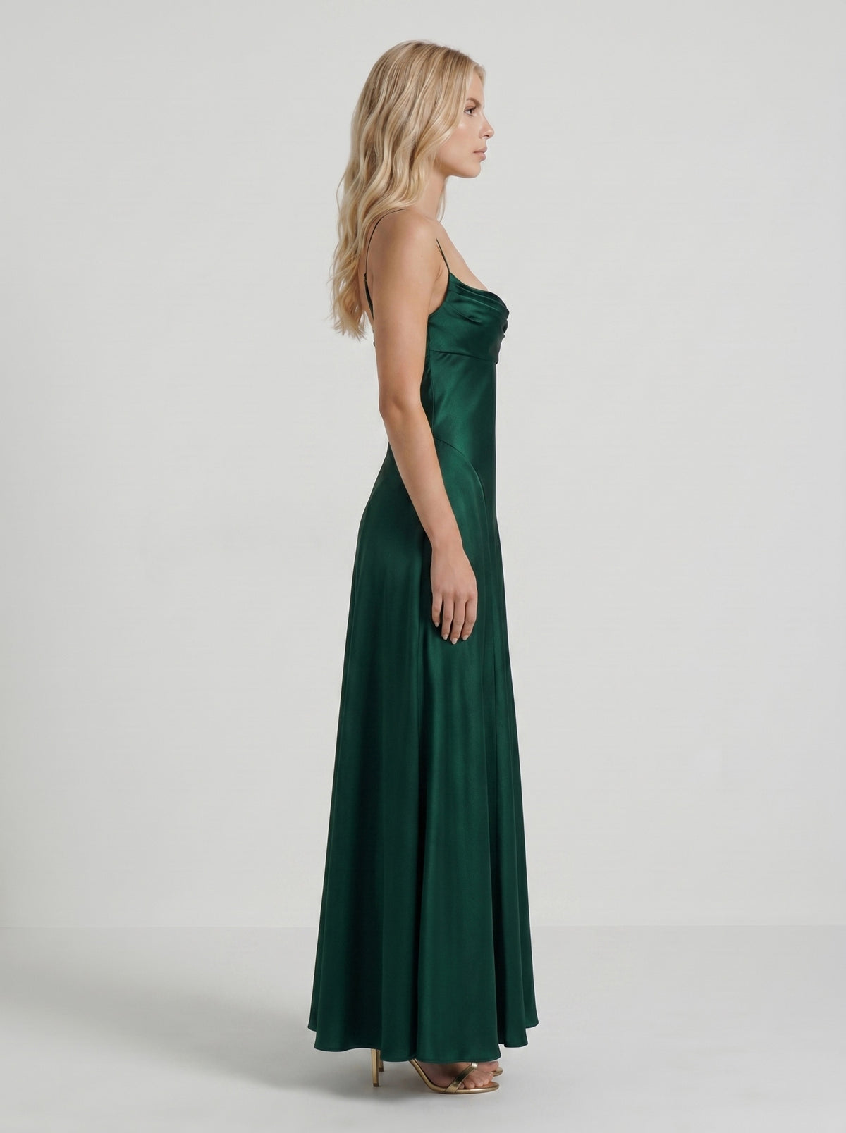 Satin Cowl Neck Maxi Dress