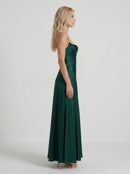 Satin Cowl Neck Maxi Dress