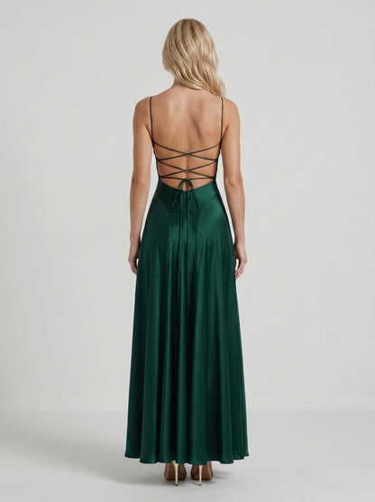 Satin Cowl Neck Maxi Dress