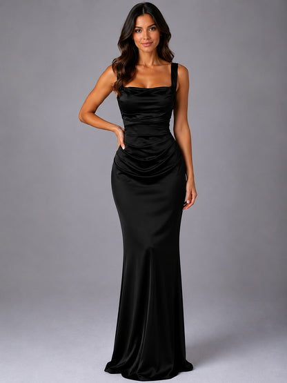 Satin Cowl Neck Maxi Dress