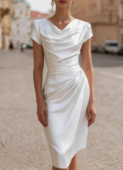 Satin Cowl Neck Midi Dress