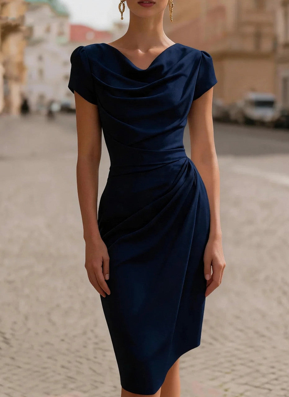 Satin Cowl Neck Midi Dress