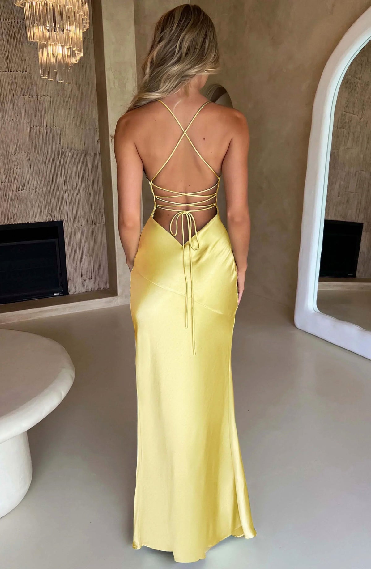 Satin Halter Cutout Maxi Dress