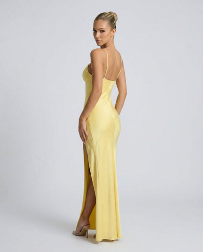 Satin Halter Cutout Maxi Dress