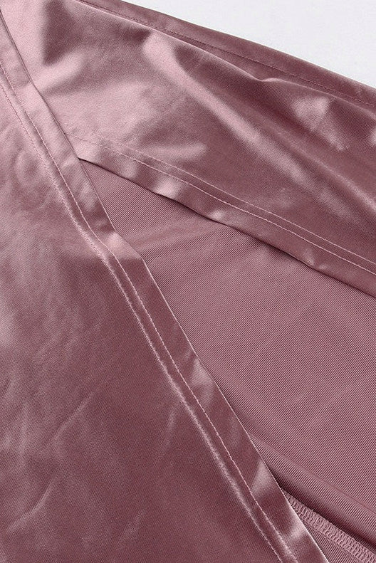 Satin High Neck Wrap Maxi Dress