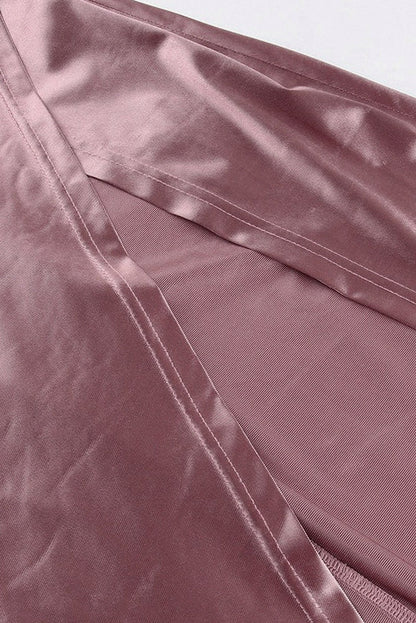 Satin High Neck Wrap Maxi Dress