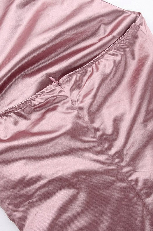 Satin High Neck Wrap Maxi Dress