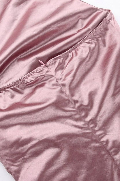 Satin High Neck Wrap Maxi Dress