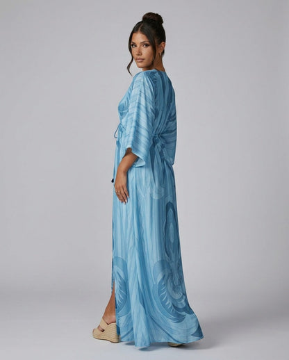 Satin Kimono Sleeve Maxi Dress
