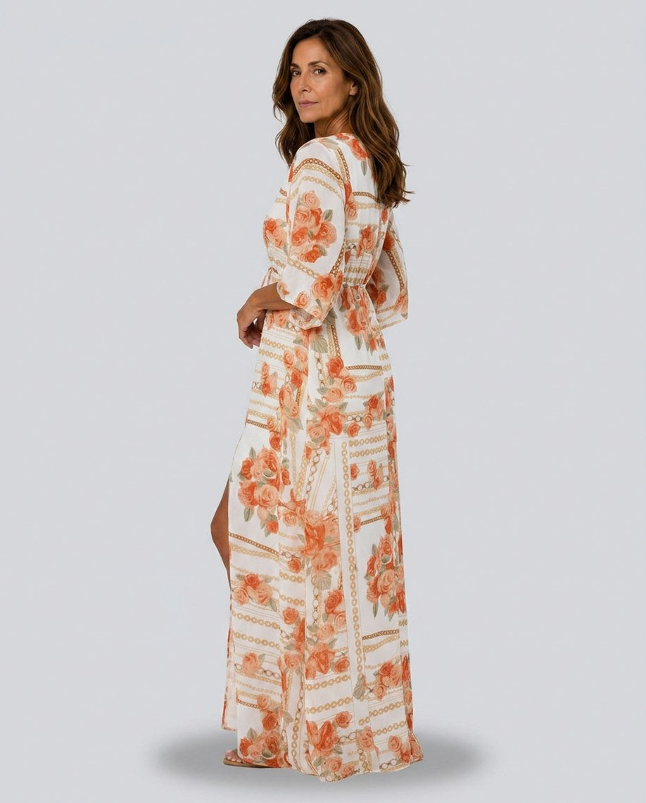 Satin Kimono Sleeve Maxi Dress