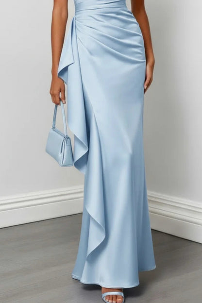 Satin One Shoulder Maxi Dress