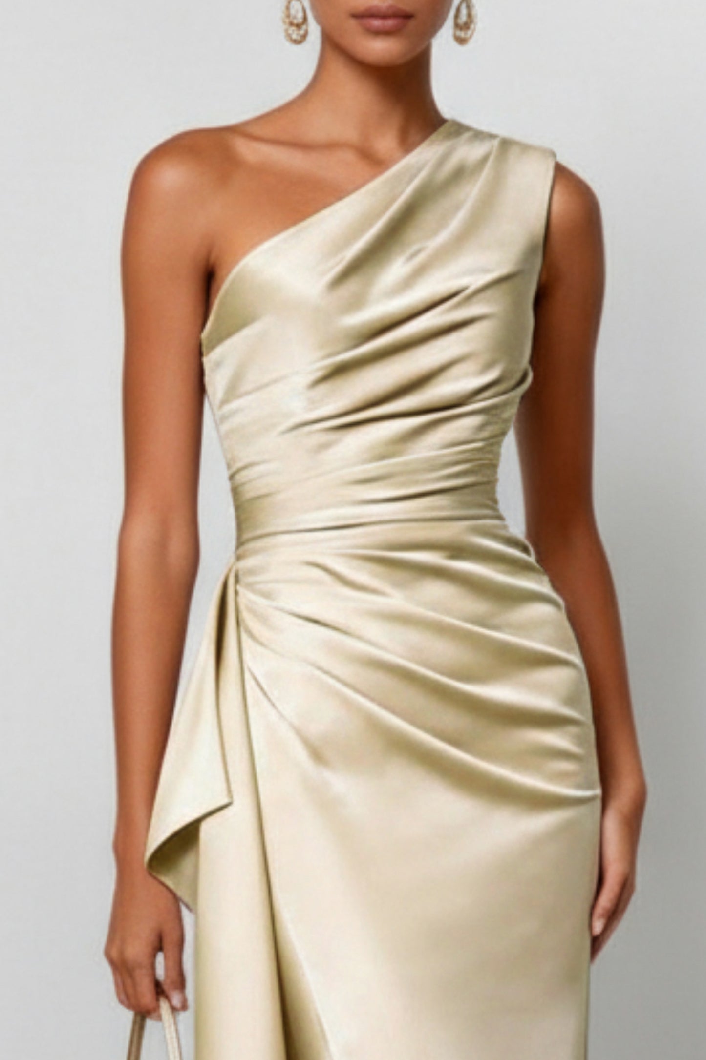 Satin One Shoulder Maxi Dress