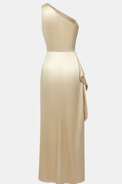 Satin One Shoulder Maxi Dress