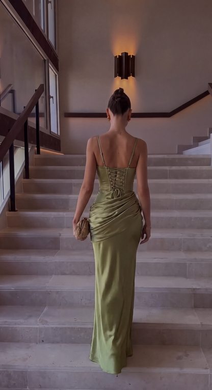 Satin One Shoulder Maxi Dress